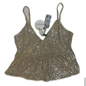 Boohoo Sequin Tank Top Peplum Camisole Size 18 thumbnail 3