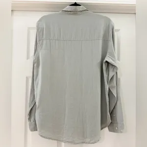 NWT Abercrombie & Fitch Boyfriend Linen Button Down Shirt Sage Green sz Medium thumbnail 2