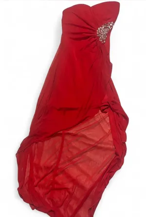 Ruby Rox Strapless Red Evening Gown with Rhinestone Accent thumbnail 1