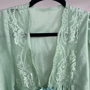 Vintage Green Robe Nightgown Dress Size M thumbnail 4