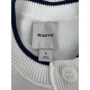 Maeve Puff Sleeve Cardigan White Inset Graphic Button Front‎ Sweater Size S thumbnail 8