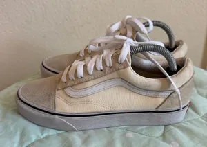 Vans Old Skool Cream and White Sneakers Womens size 6.5 thumbnail 1
