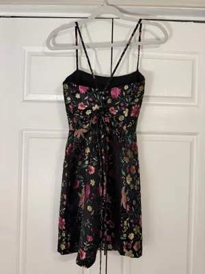 Lulus Black and Colorful Floral Jacquard Mini Dress thumbnail 2