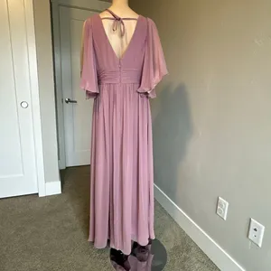 Azazie Temeka Vintage Mauve A-Line Ruched Chiffon Dress thumbnail 12
