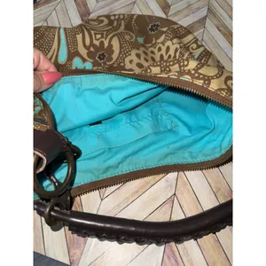 Vtg 2006‎ GAP Hobo Bag Brown Teal Floral Print Canvas Leather Trim Shoulder Bag thumbnail 14