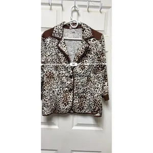 D.R. by David Rodriguez‎ Women Medium Mixed Animal Print 3/4 Sleeve Blazer Brown thumbnail 8