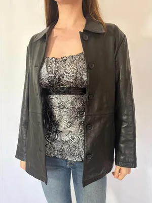 Genuine Leather Lamb Skin Adler Blazer Jacket Black thumbnail 1