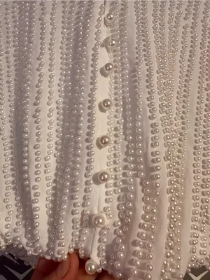 ZARA | Limited Edition Pearl Embellished Cropped Blouse, XS thumbnail 5