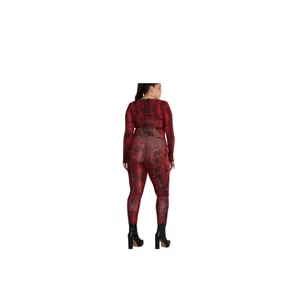 NY&C Red Snake Print‎ Jumpsuit Long Sleeve V Neck Party Outfit size 2X thumbnail 3