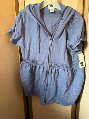 FINAL MARKDOWN JW Short Sleeve Zip-Up Hoodie in Dusty Blue (Tag Attached) XL thumbnail 1