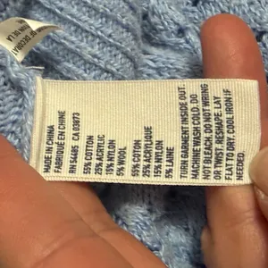American Eagle Sweater Small Blue Back Zipper Open Knit Raglan Scoop Neck thumbnail 8