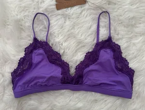 Skims Fits Everybody Lace Triangle Bralette Ultra Violet Multi Size XL thumbnail 1
