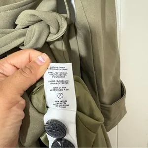 Avec Les Filles Stretch Crepe Double Breasted Trench Coat Olive XS thumbnail 8