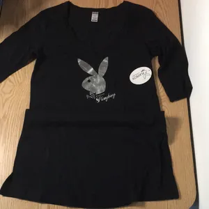 New Playboy Rare Vintage Pajamas Sleepwear Stretchy Soft Black/Silver Size Small thumbnail 6