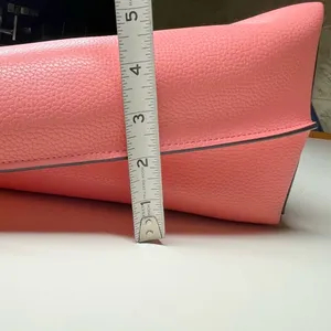 Michael Kors Emilia Large Pebbled Leather Tote Bag Grapefruit Pink Buckle Accent thumbnail 14