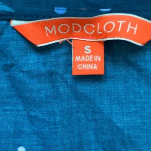 ModCloth Ocean Shark‎ Print Blouse Peter Pan Collar Blue Nautical Top Retro thumbnail 10