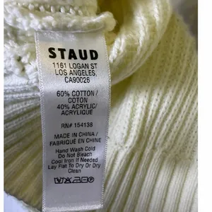 Staud Hampton Cropped Sweater Cream and Navy Blue Stitch thumbnail 7