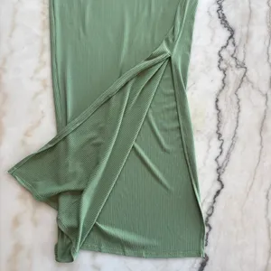 Heart & Hips sage green ribbed bodycon maxi dress sleeveless scoop back size L thumbnail 4