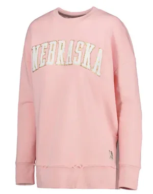 Fanatics Nebraska Huskers Pressbox Women's La Jolla Fleece Pullover Sweatshirt - Pink thumbnail 1
