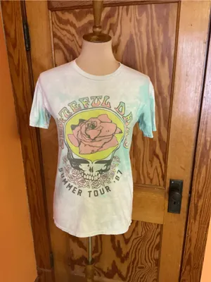Junk Food Grateful Dead Summer Tour ’87 Tie Dye Graphic Tee XS Pastel Skull Rose thumbnail 8