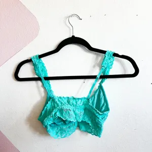 Aerie Lace Floral Bralette Y2K Coquette Cottagecore Fairy Turquoise‎ Medium thumbnail 2