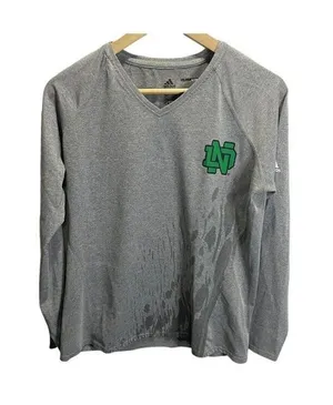 Notre Dame Adidas T Shirt Woman’s L Gray Long Sleeve‎ Fighting Irish Climalite thumbnail 1