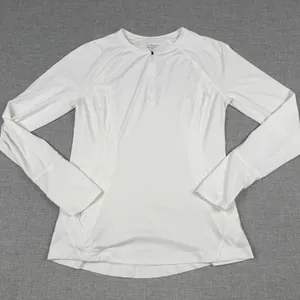 Athleta Pullover Womens‎ Medium White Long Sleeve 1/4 Zip Moisture Wicking thumbnail 1