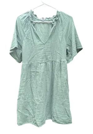 Old Navy Babydoll Dress Womens Small Sage Green Excellent Cotton Gauze Mini thumbnail 1