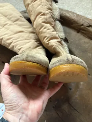 Vintage Hush Puppies tan women's winter boots suede crepe sherpa-lined size 8 thumbnail 6
