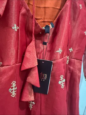 Indya Orange rust Embroidered Anarkali Dress with Gold Accents size S thumbnail 8