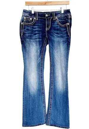 Miss Me Signature Boot Cut Flap Pocket Jeans Sz 28 thumbnail 1