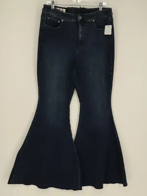 We The Free Free People CRVY Lace-Up Flare Jeans 33 Dark Wash High Rise Boho thumbnail 3