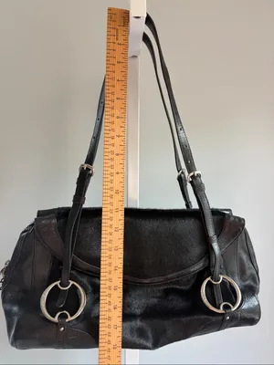 DKNY Y2K Black Leather & Haircalf Shoulder Bag thumbnail 4