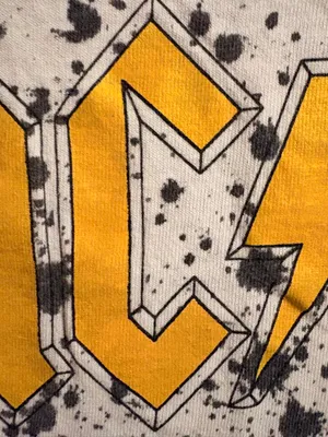 AC/DC White Tee with Yellow Logo and Black Splatter Sz S thumbnail 5