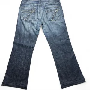 ✨ 7 For All Mankind Dojo Jeans 30x27 Faded Wash Wide Flare thumbnail 6