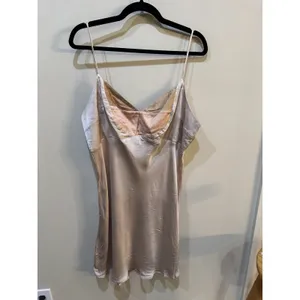 By Anthropologie Colorblock Satin Slip Dress Lounge Wear size XL cream color thumbnail 5