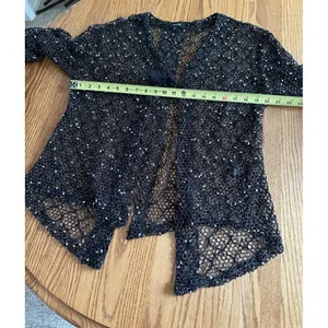 Kaktus Y2k Toggle Closure Lace Knit Open Front Cardigan Front Goth Fairy Sz XL thumbnail 7