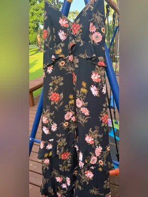 Lush Black Floral High Low Ruffle Maxi Dress NWOT Size S thumbnail 2