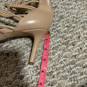 Like New BCBGeneration Maria Nude Beige Stiletto Zip-Up Strappy Heels- Size 10 thumbnail 7
