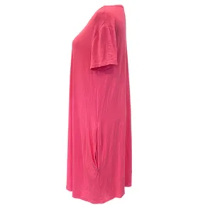 Piko 1988 Bamboo Coral Dress Boho Lagenlook Casual Cap Sleeve Pockets Size LG thumbnail 6