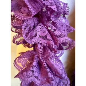 Purple Lace Ruffle Boa Scarf Victorian Floral whimsigoth y2k boho fairy festival thumbnail 2