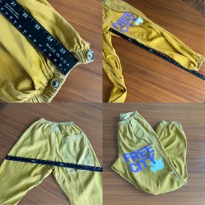 Freecity Flap Snap Pants XS Yellow Cotton Airjump Karate Sail Drawstring Satin thumbnail 10
