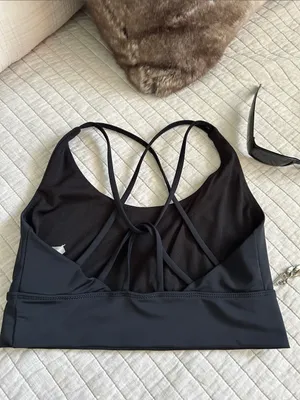 Onzie yoga black workout strapy back sport bra L thumbnail 4