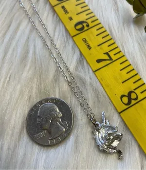 Unicorn silver tone necklace thumbnail 6