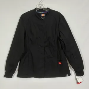 Dickies EDS Stretch Womens M Black Snap Front Scrub Jacket 85304A NWT thumbnail 1