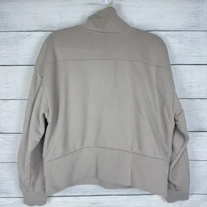 Marc New York Beige Logo Quarter Zip Crop Activewear‎ Sweatshirt Size XL Casual thumbnail 4