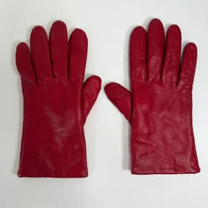 Isotoner L Leather Gloves Red Genuine Leather Warm Winter Classic Logo Aris 115 thumbnail 2