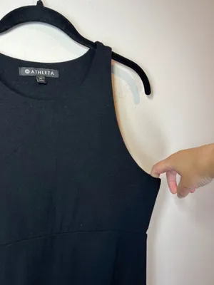Athleta Santorini High Neck Dress Black Modal UPF 50 Stretch Travel Minimalist M thumbnail 5