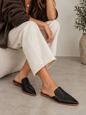 Madewell Gemma Mule Pointed Toe Leather Slide True Black 8.5 thumbnail 1