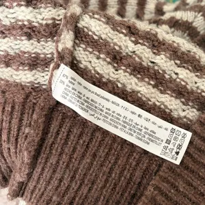 ZARA Wool Chunky Knit Oversized Sweater Brown Grey Stripes‎ Pullover Knit Small thumbnail 13